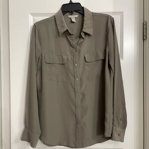 Brown/Green Button-Up Blouse